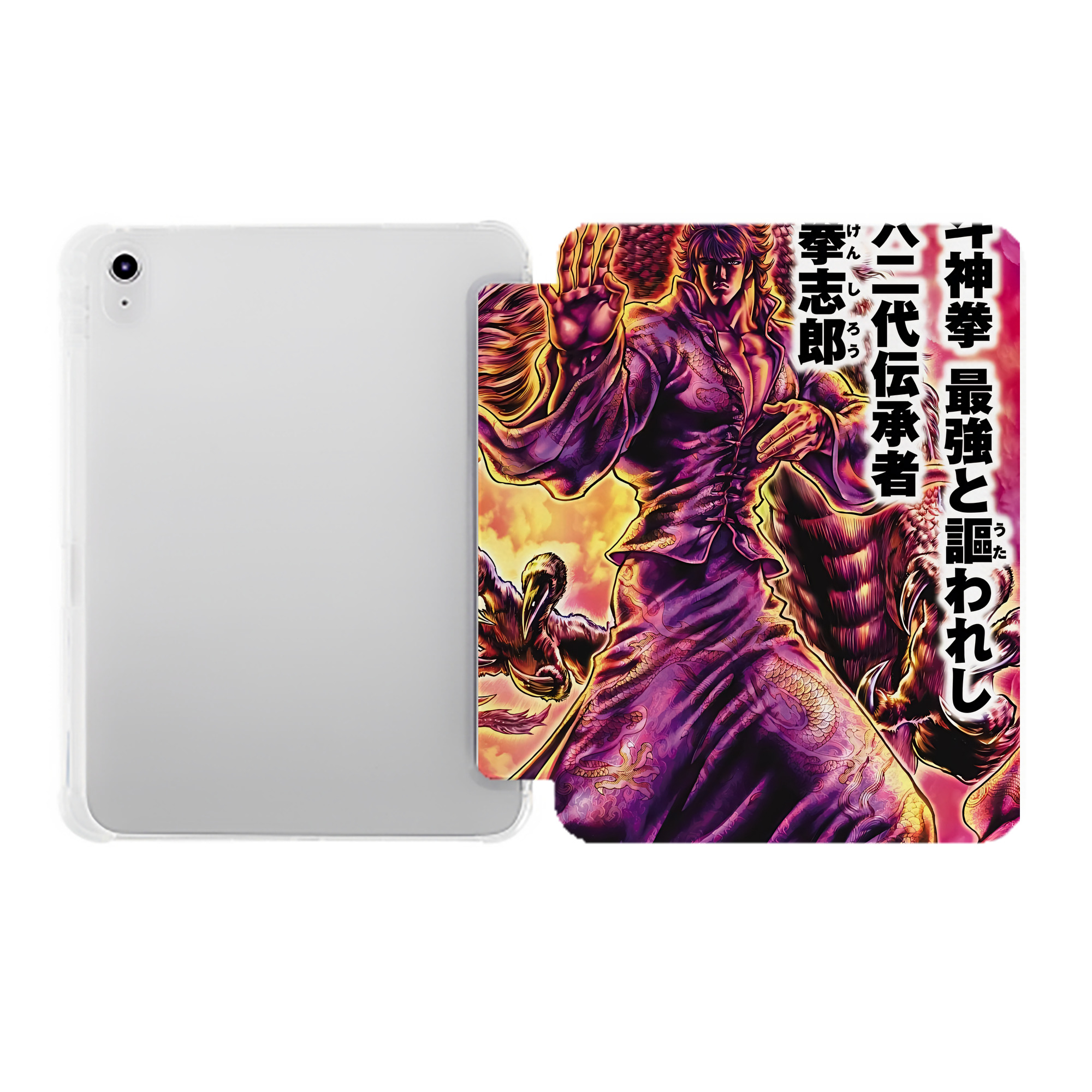 （画像用） 北斗の拳 Fist of the North Star IPad ケース ペン収納付き 三つ折りスタンド PUレザー×シリコン 対応機種9.5/10.5/10.9インチ
